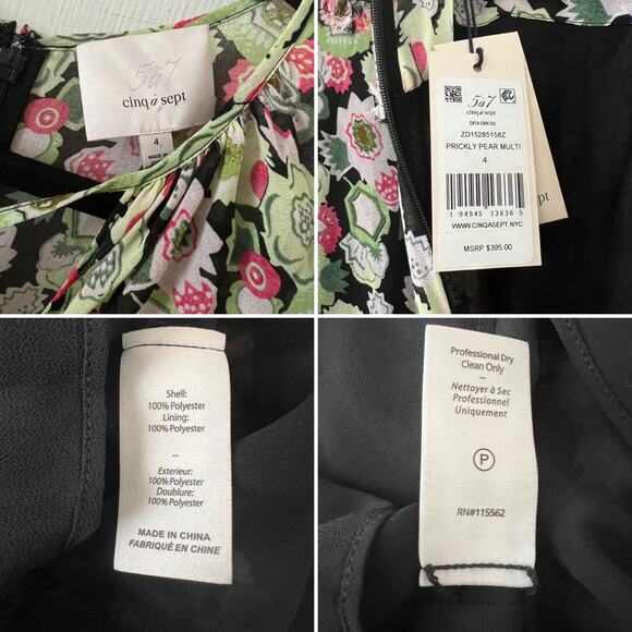 Cinq A Sept Dita Long Sleeve Floral Tiered Mini Dress Prickly Pear Size 4 - Picture 6 of 12